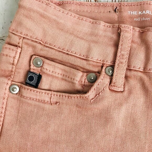 Adriano Goldschmied Girls Denim Shorts Peachy Pink Size 6X - Picture 3 of 7